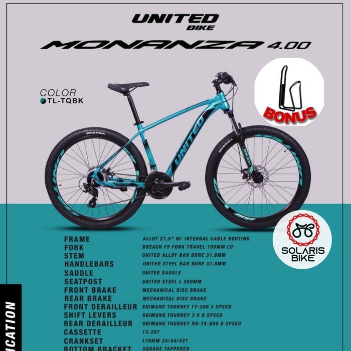 Sepeda Gunung MTB 27.5 Inch UNITED MONANZA 4.0 - TL-TQBK