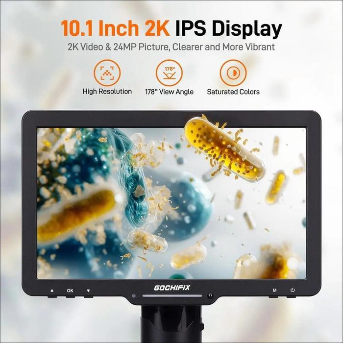 GOCHIFIX 10.1'' 3 Lens 2K Digital Microscope 2X-2500X
