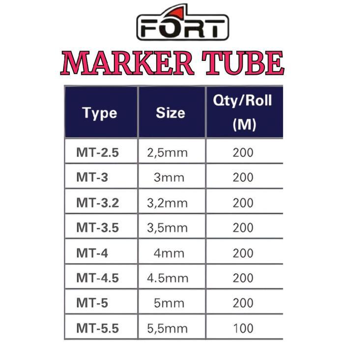 [ROLL=200MTR] FORT MARKER TUBE MARKING TUBE KABEL MARKER OMT MT-3 MT-3.0 MT-3,0 MT3 MT3.0 MT3,0