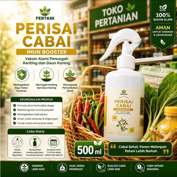 FERTANI PERISAI CABAI IMUN BOOSTER 500ML NUTRISI PENDUKUNG TANAMAN CABAI, MEMBANTU MENJAGA TANAMAN