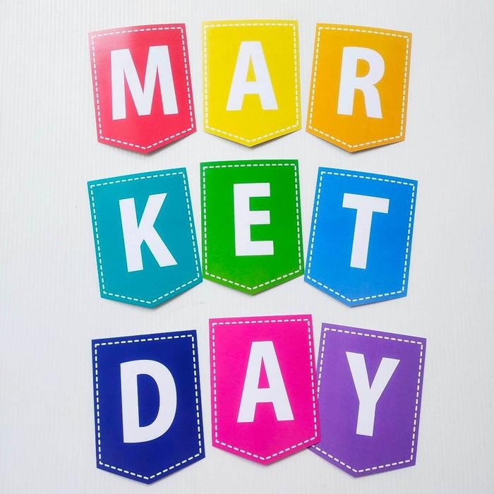 Bunting Flag Banner Tulisan Market Day Warna Warni