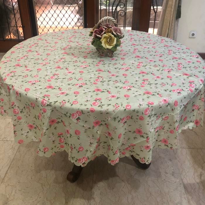 Taplak Meja Makan Shabby Bulat 6 Kursi