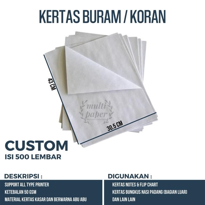 

NEW PRODUK KERTAS BURAM CUSTOM 30.5CM X 43 CM ISI 500 LEMBAR / KERTAS FLIPCHART WARUNG ARA67