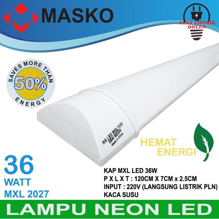 Bestbuy04 Lampu Tl Neon Mxl Plastik Led 18 Watt 36 Watt Putih 6500K Masko