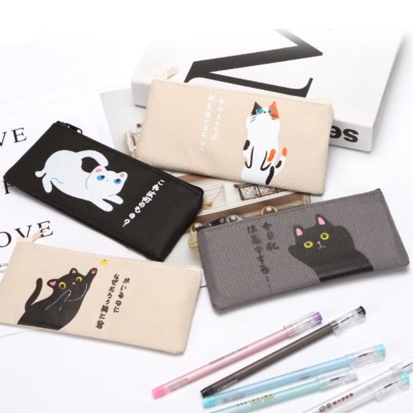 

TEMPAT PENSIL MOTIF JAPANESE CUTE CAT / TEMPAT KOSMETIK CS01
