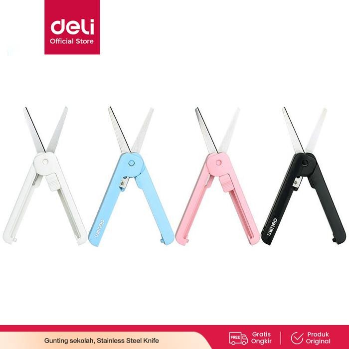 

Deli Gunting Sekolah / School Scissors Retractable 6072 Plastik Stainless