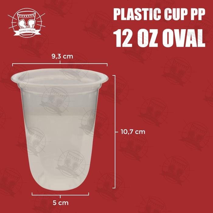 Pilihan- Gelas Cup Oval 12 Oz 50 Pcs (1 Slop) Gelas Oval Kopi Gelas Plastik Oval Tanpa Tutup