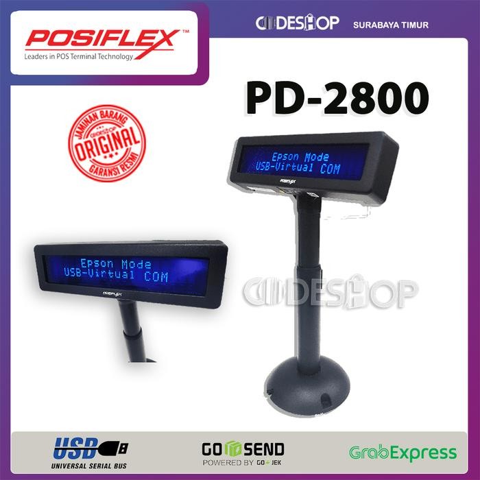 

CUSTOMER DISPLAY POSIFLEX PD 2800 UNTUK KASIR - VFD POLE DISPLAY USB