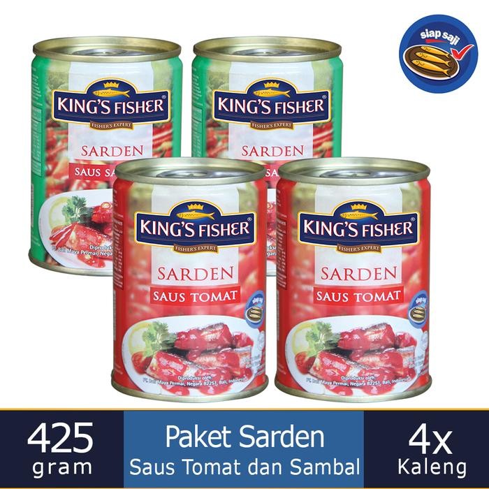 

Pilihan- King'S Fisher Paket 4 Pcs Sarden Saus Tomat Dan Pedas 425G Kaleng