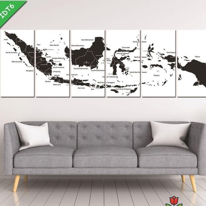 Pajangan Dinding Dekorasi Rumah Seri Peta Indonesia 90x30cm 6pcs Jumbo/ Peta Indonesia/ Peta/ Map/
