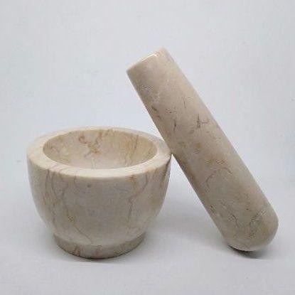 Lumpang Alu Batu Marmer Lesung Mini Marble Stone Mortar Pestle