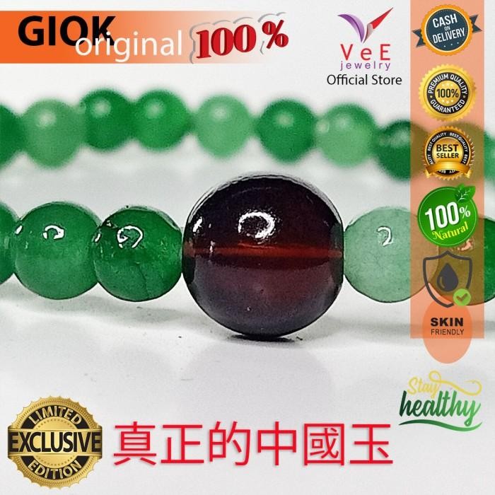 Gelang Tasbih 33 Batu Giok Green Aventurine 6mm Cina Asli Black Jade
