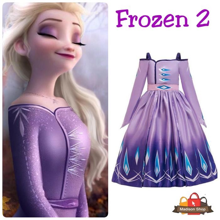 ORIGINAL Kostum Elsa Ungu Frozen 2 Movie Baju Pesta Anak Dress Elsa Pule READY STOCK