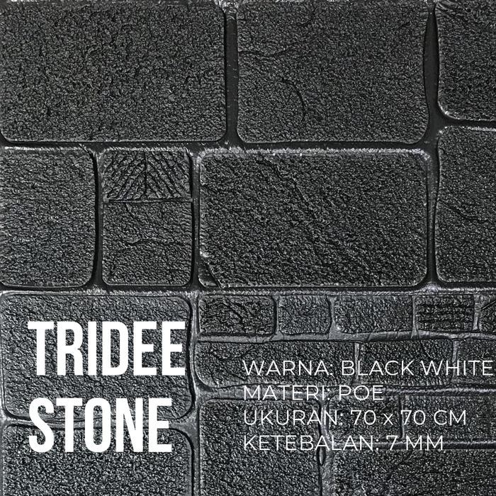 Wallpaper Foam 3D Motif Batu Hitam Putih 7MmTridee Stone Black White