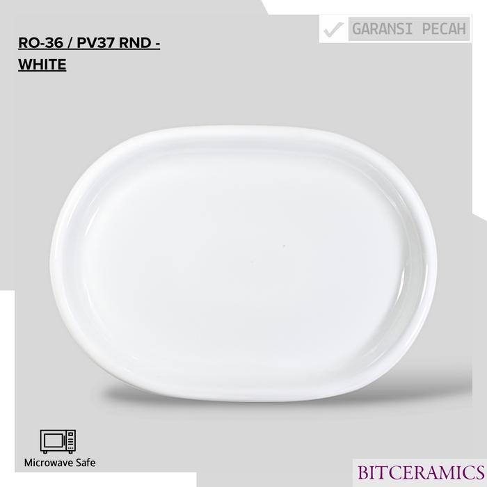 Bisa Gosend Piring Saji Keramik 36Cm (1Pcs) Putih Polos By Indo Keramik / Piring Besar / Piring