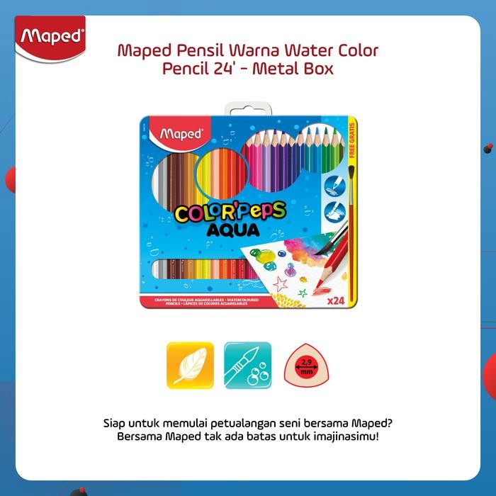 

Maped Pensil Warna Water Color Pencil 24' - Metal Box