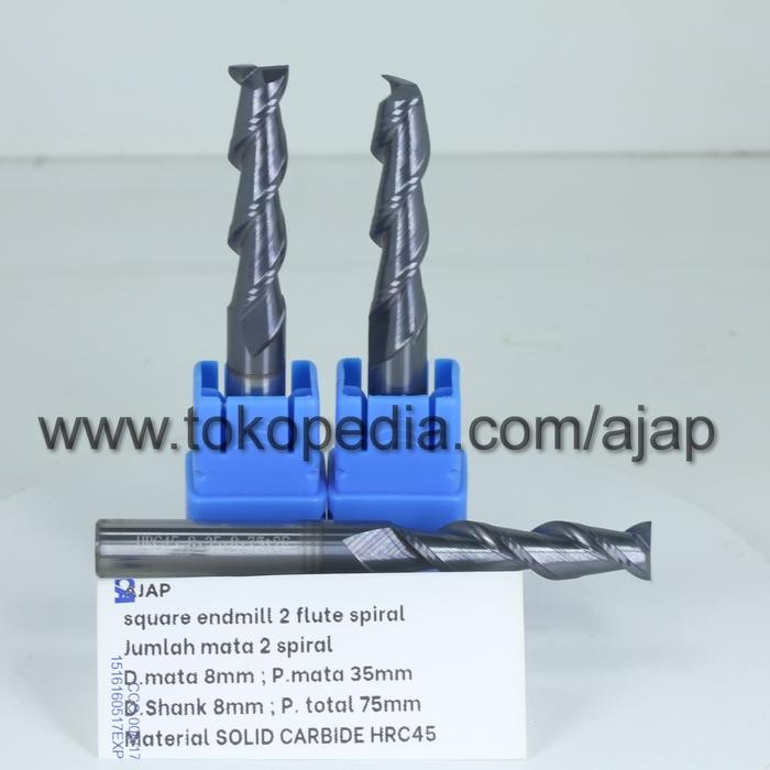Termurah Endmill 2 Flute 8Mm Hrc45 Carbide Cnc Router Bit Kayu Pvc Acp Alu Besi