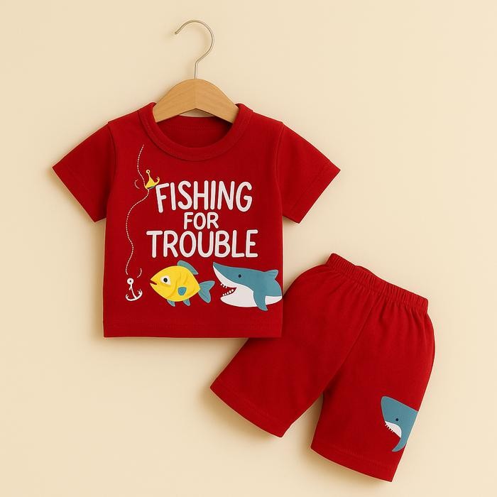 Libby Baby Kids - Migli.Id Setelan Anak Motif Fishing Trouble / Baju Bayi Laki-Laki/Cowok &