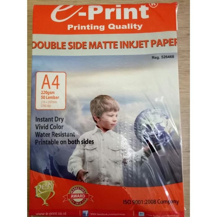 

Eprint Kertas Foto Double Side Matte Inkjet Paper A4 220gsm 50lembar