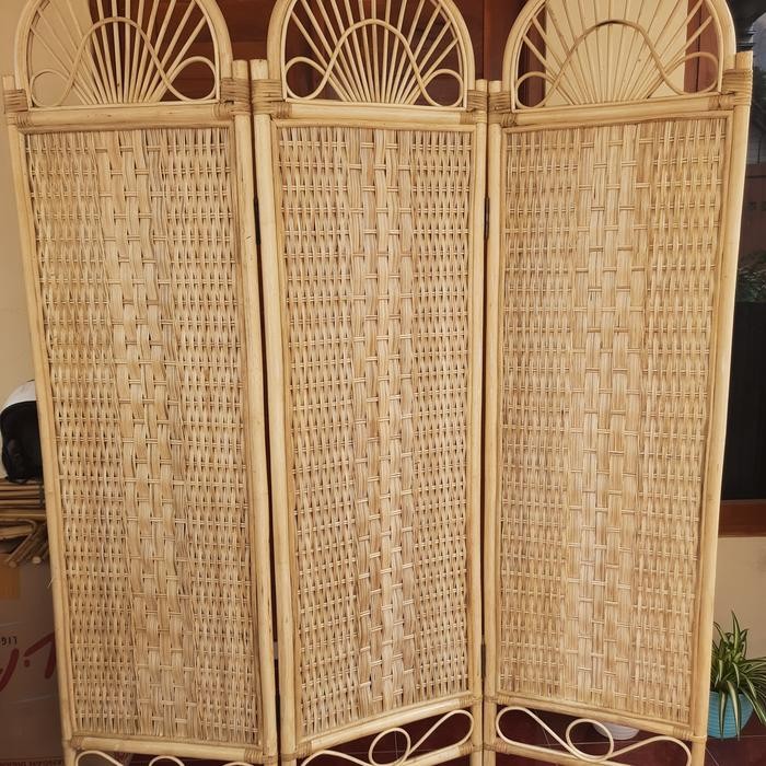 TERMURAH Partisi/Sketsel/Penyekat/Pems Ruangan Rotan 3 Lembar READY STOCK