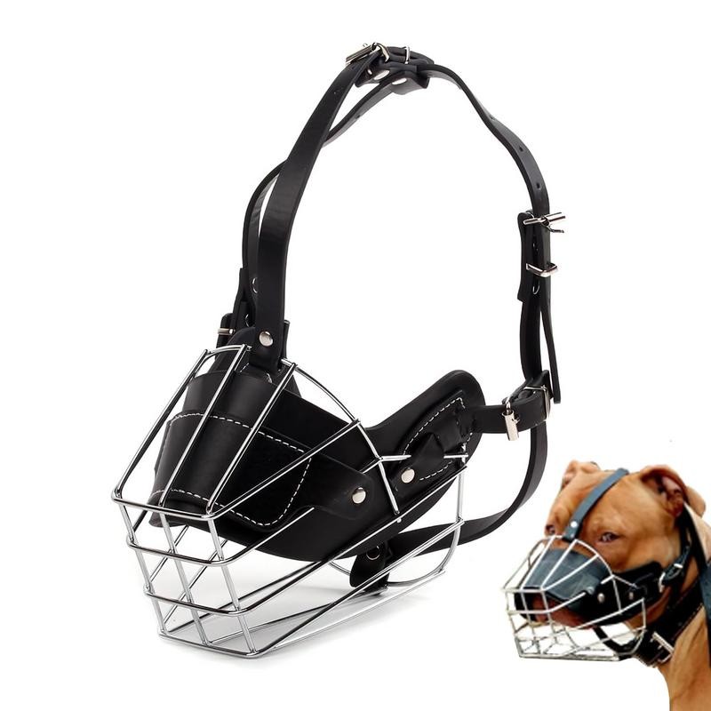 Dog Muzzle Wire Basket Adjustable Breathable Metal Basket Dog Muzzle Dog Mouth Mesh Muzzles For Larg