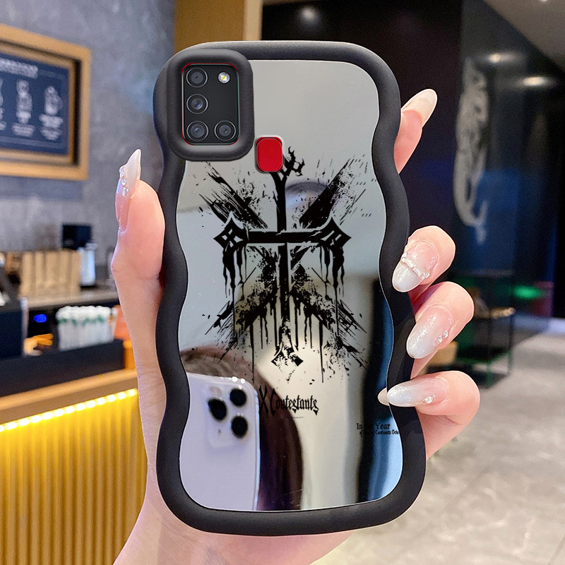 Casing Untuk Samsung A21s Case Casing Salib Graffiti Pola HP Cesing Macaron Kasing Mirror Silikon So