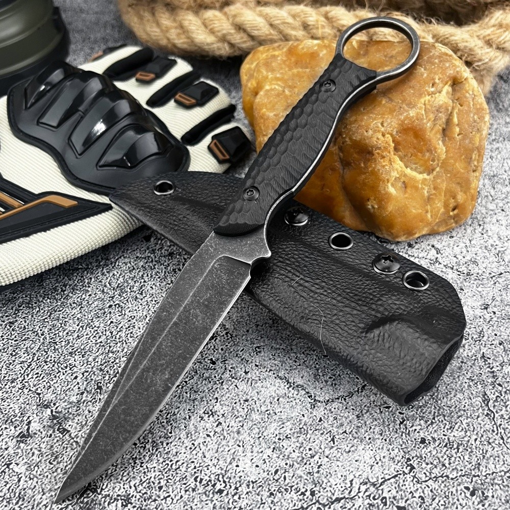 High Hardness TOOR Hunting Fixed Blade Knife with Sheath D2 Blade Outdoor Portable Raw Pocket Knife