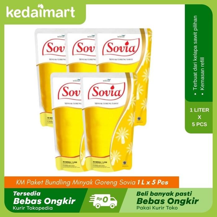 

SIAPKIRIM KM Paket Bundling Minyak Goreng Sovia 1 L x 5 Pcs READY STOCK