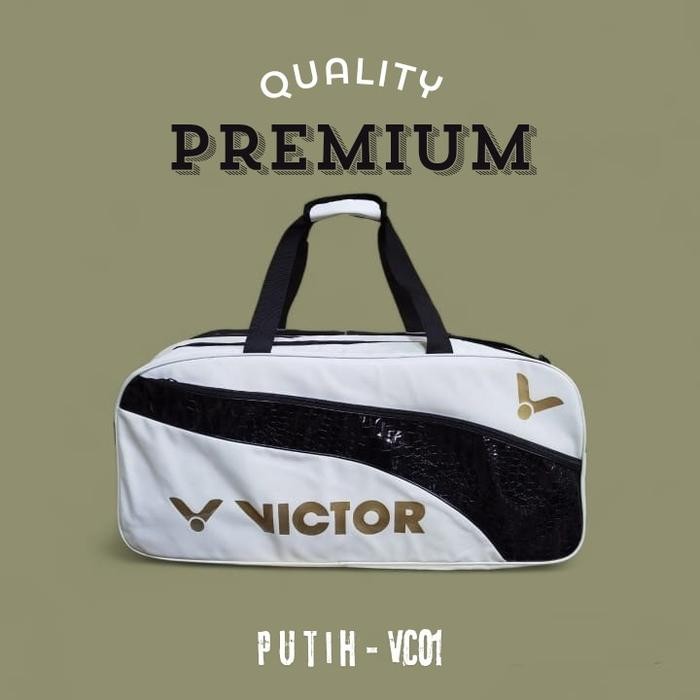 Victor Badminton - Tas Badminton 2R+1R Bahan Halus Semi Kulit Sintetis Elegan Thermo Motif Cakep
