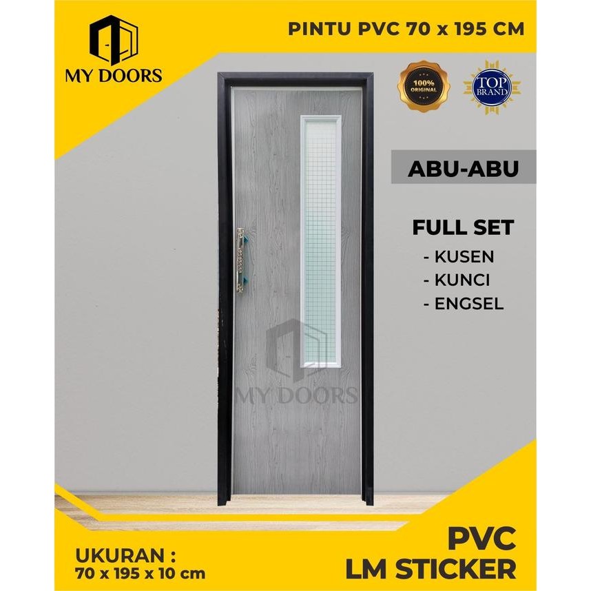 Pintu Kamar Mandi PVC Kaca Buram Super White Dengan Handel Mewah