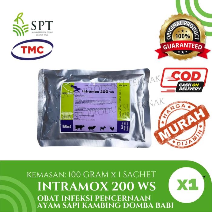 INTRAMOX 200 WS 100G TMC MENGOBATI SALURAN PENERPASAN PENCERNAAN HEWAN AYAM KAMBING DOMBA SAPI BABI