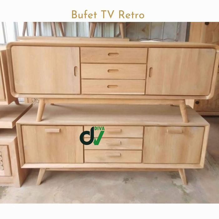 Bufet retro tv jati minimalis asli jepara