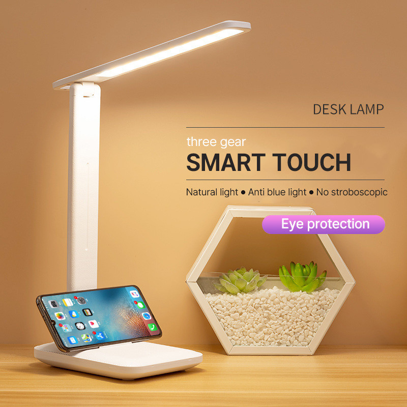 Folding Table Lamp Eye Protection Touch Dimmable LED Lamp Student Dormitory Bedroom Reading USB Char