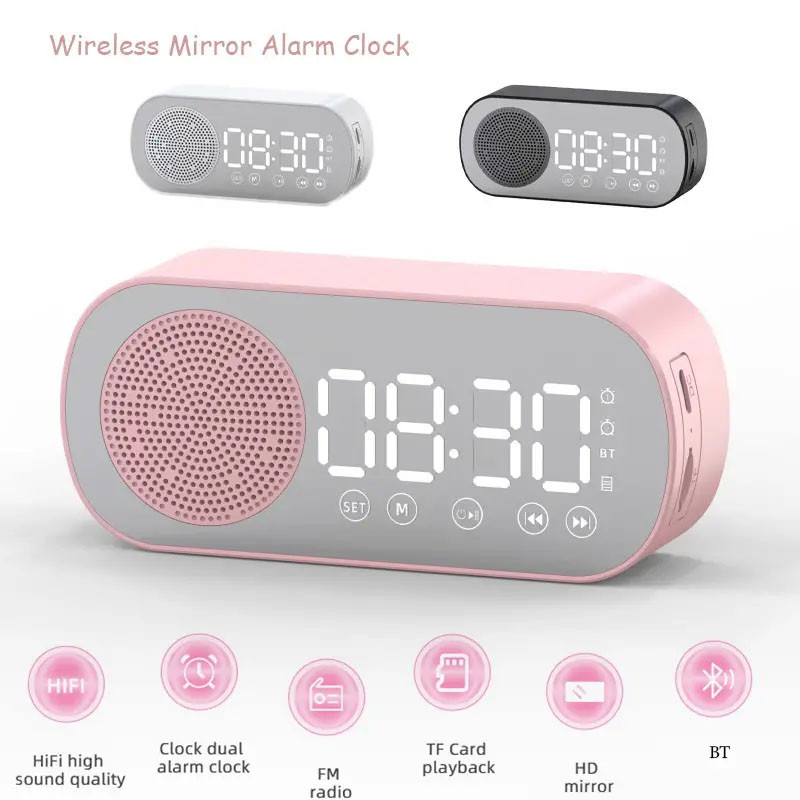 Terbaik Digital Alarm Clock Wireless Bluetooth Speaker Support TF FM Radio Sound Box Bass Subwoofer 