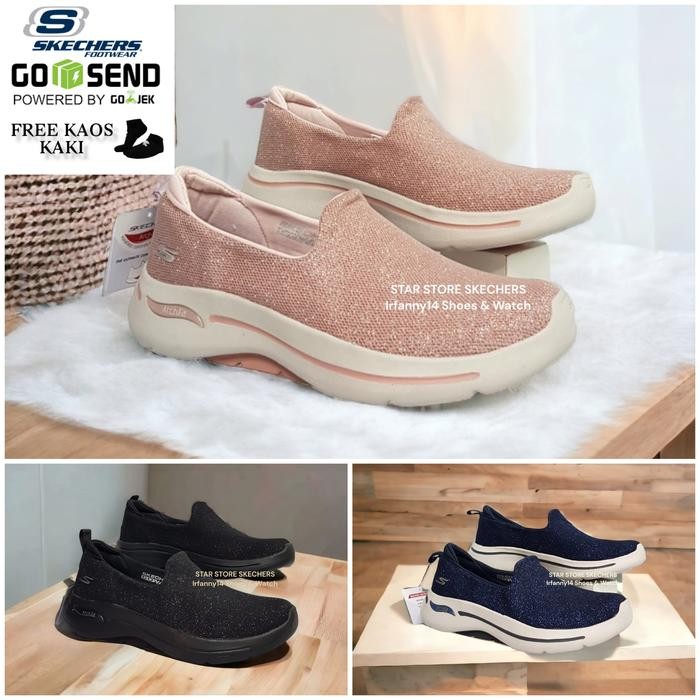 P0B2  Sepatu Skechers Wanita Go Walk Arch Fit Vietnam Original Empuk Nyaman