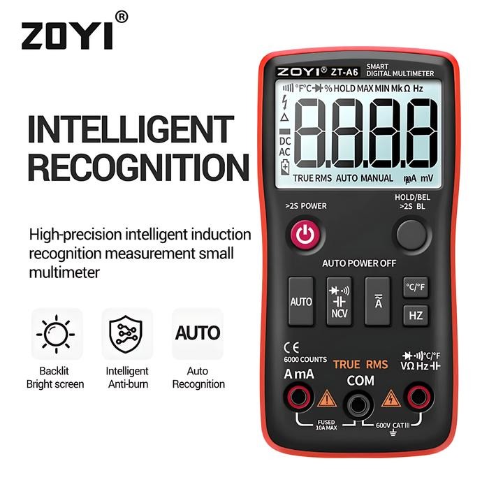 ZOYI ZT A6 PENGUKUR ARUS LISTRIK DIGITAL MULTITESTER AC DC 1MF NCV