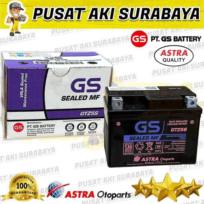 ORIGINAL ACCU GS ASTRA GTZ5S AKI ASLI PABRIK MOTOR HONDA MIO SOUL GT