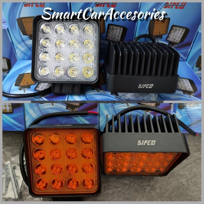 Lampu Kerja Tembak Sorot Foglamp Kotak 16 Led Cree 48watt SIFCO Kuning