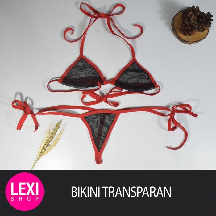 Promo Bikini Transparan Lingerie Transparan Micro Bikini Thong Bra Set Terlaris