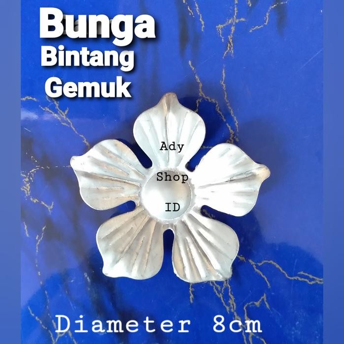 ornamen pagar besi aksesoris Bunga bintang gemuk diameter 8cm