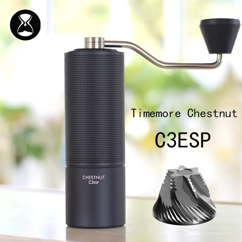 TIMEMORE-Manual Coffee Grinder with Cleaning Brush, Chestnut C3ESP C3S, All-metal Body, S2C Burr,