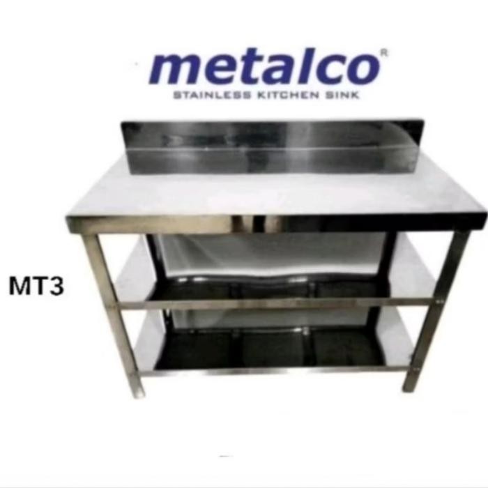 Meja Dapur Stainless Meja Kompor 3 Susun Metalco MT3 Rak Dapur