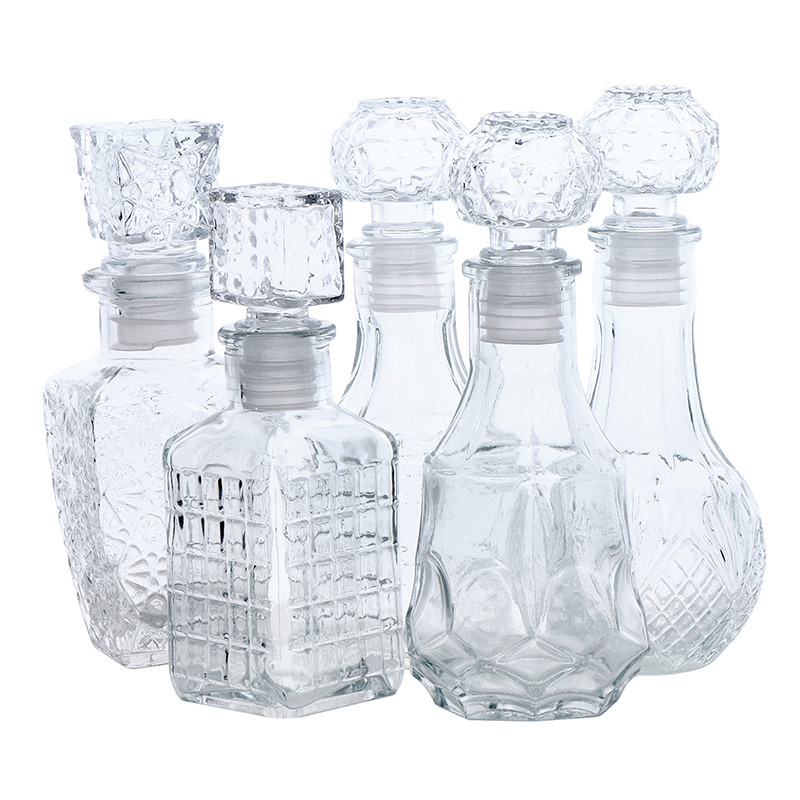 1Pc 100/150ml TWhisky Glass Liquor Bottle French Carved For Alcohol Wedding Gifts Wine Mini Containe