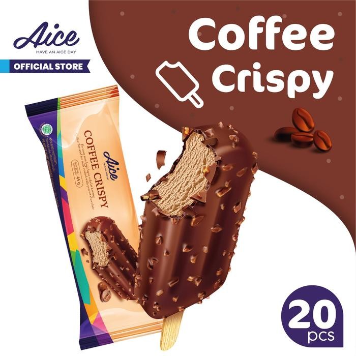 JAJANAJA- Paket Aice Ice Cream Coffee Crispy Es Krim (Isi 20 Pcs) Eskrim Kopi