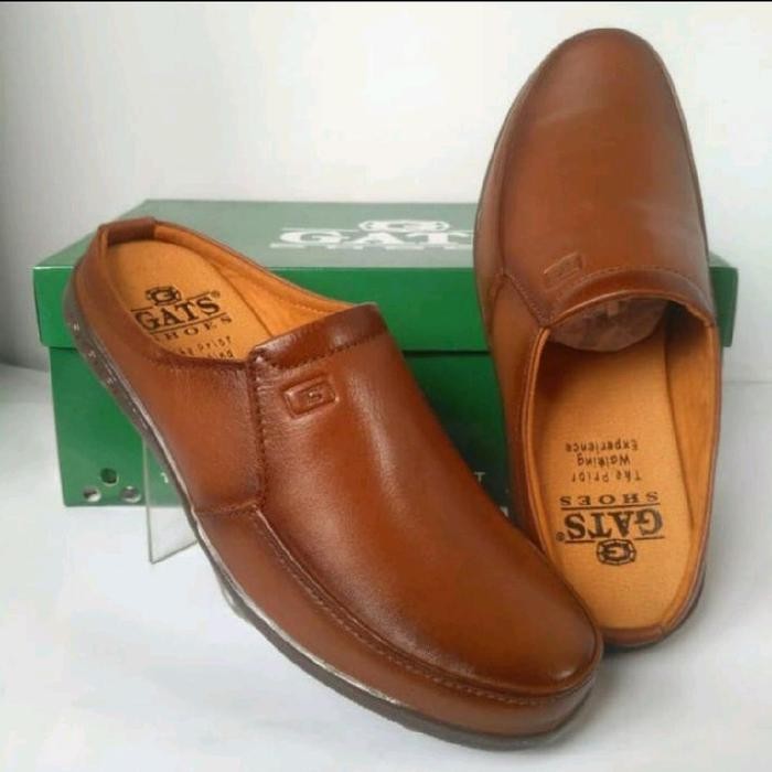 Sepatu Sandal Kulit Gats Nb 0002 Original Sepatu Bustong Pria - Hitam
