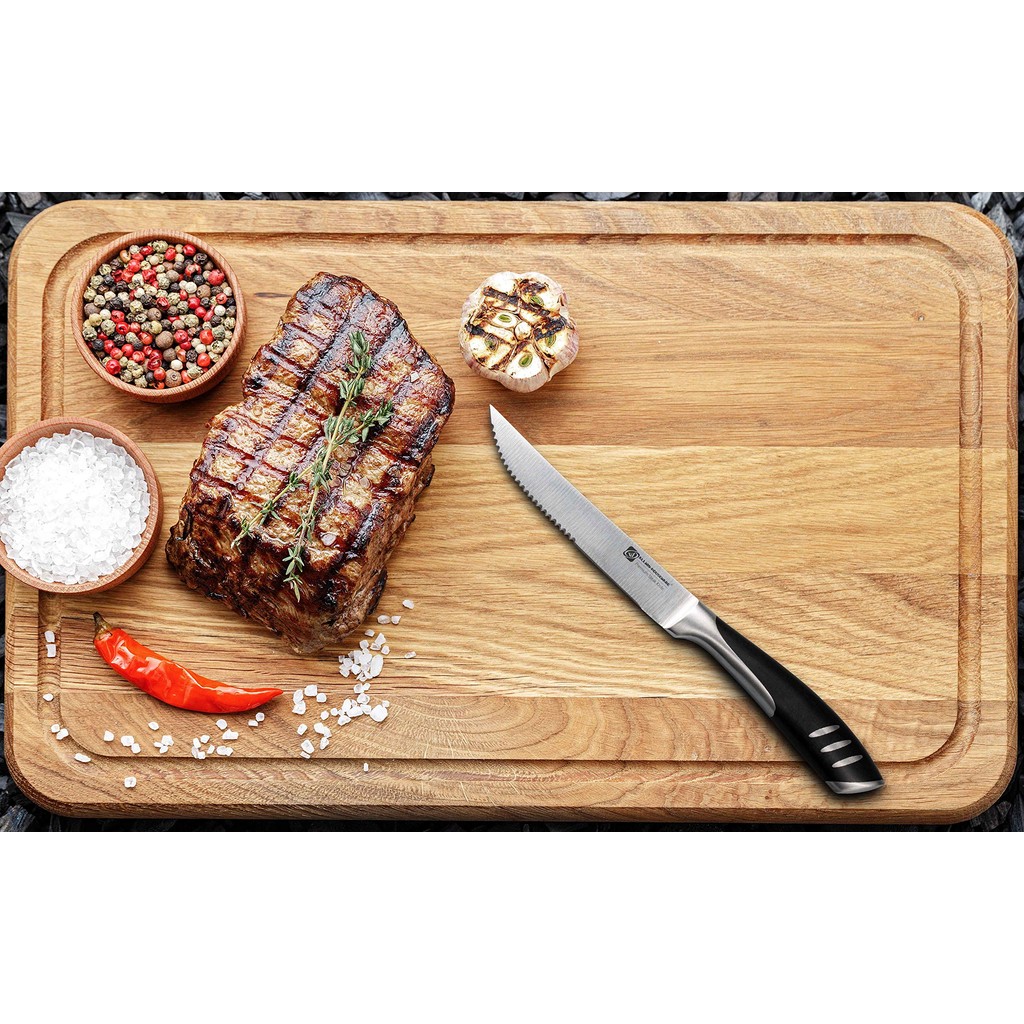 4/8pcs Steak Knife German High Carbon Stainless Steel Serrated Chef Knife Length Dinner Knife Full T