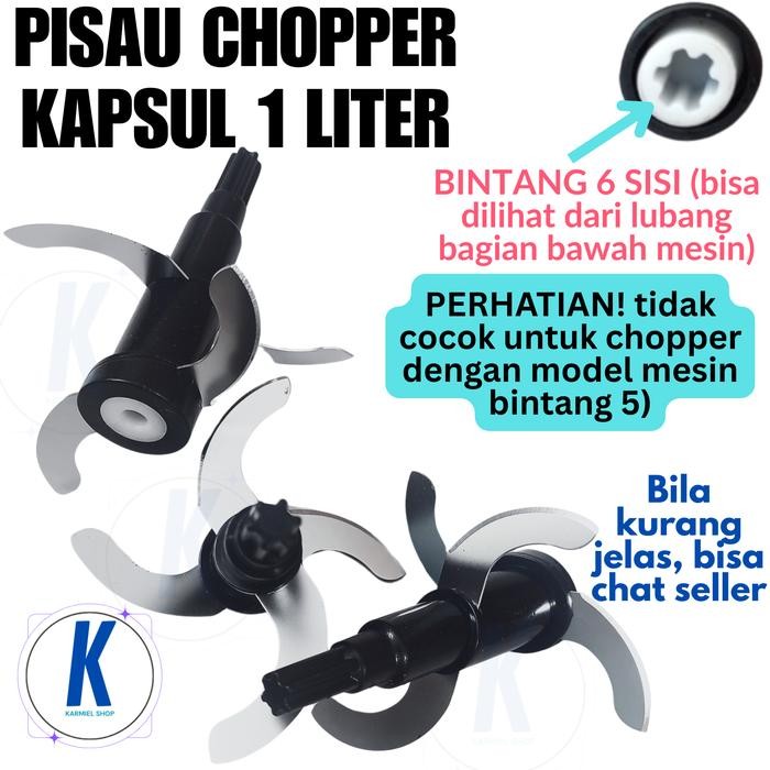 Pisau Blender Kapsul bintang 6 sparepart 4 Mata Pisau Chopper