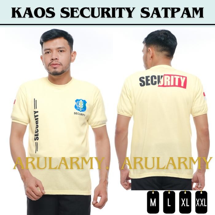 ORIGINAL BAJU KAOS SECURITY SATPAM KREM BAJU DALAMAN SATPAM LENGAN PENDEK KOMBINASI SERAGAM SECURITY