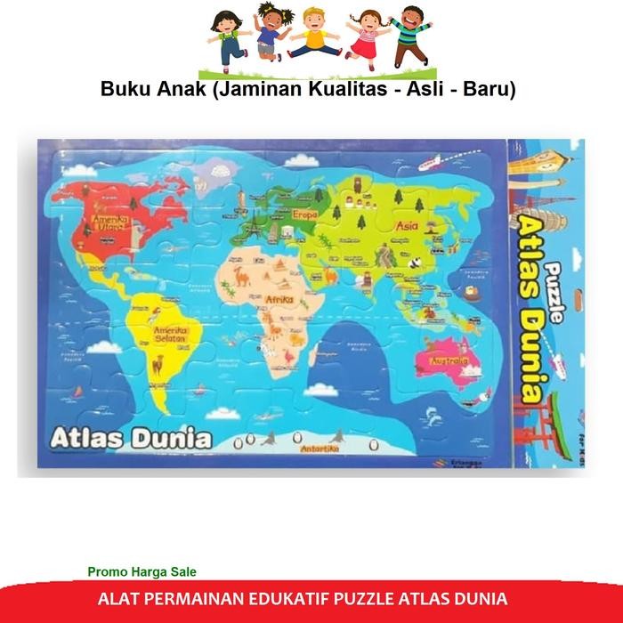 oas5- Puzzle Peta Atlas Dunia Untuk Anak Erlangga For Kids