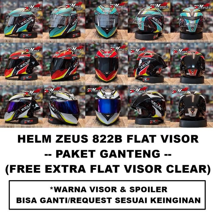 ZEUS 822B Motif Paket Ganteng Helm Zeus Flat Visor ZS822 ZS-822